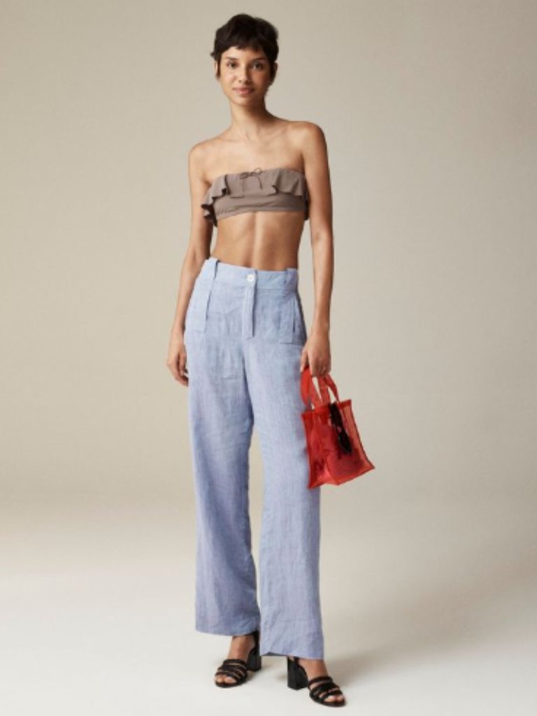 J Crew X Maryam Nassir Zadeh Two Tone Linen Trouser Blue/Purple Size 0
